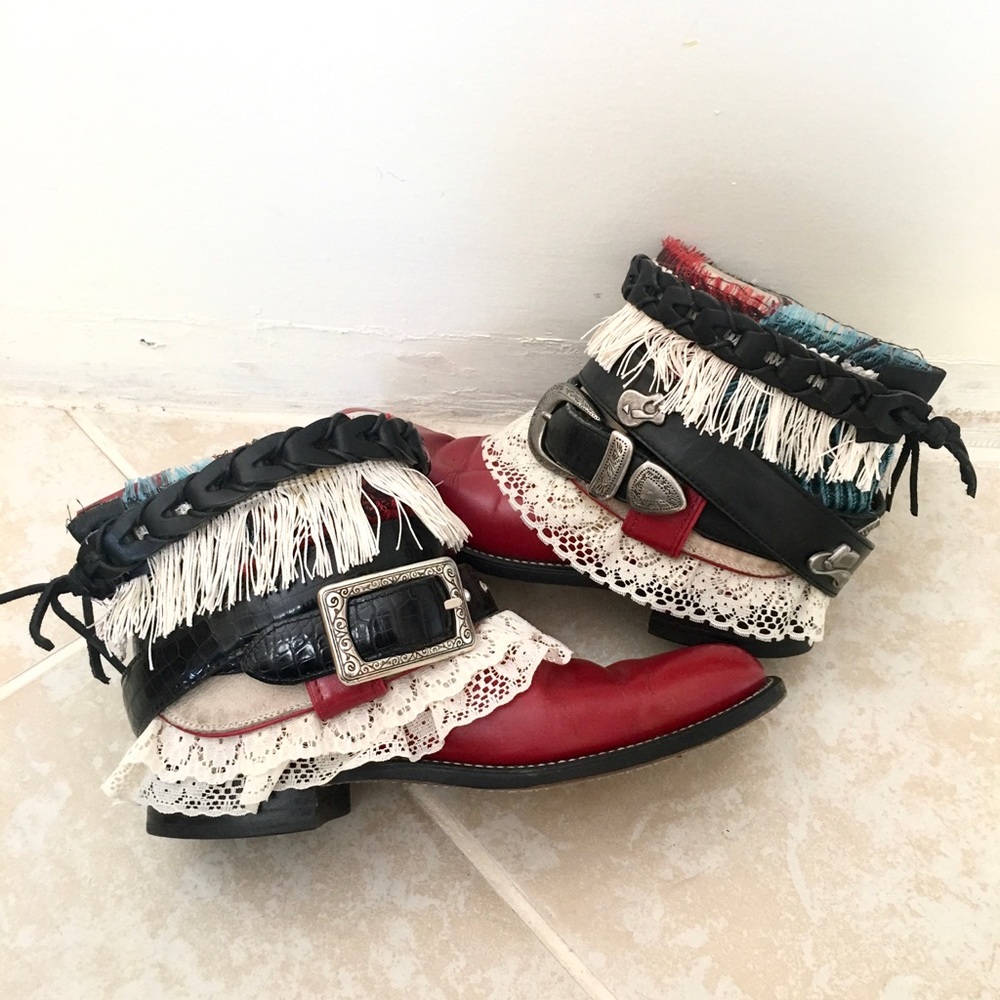 Sz 7 Red Roper  Cowgirl Boots Red Ankle Boots